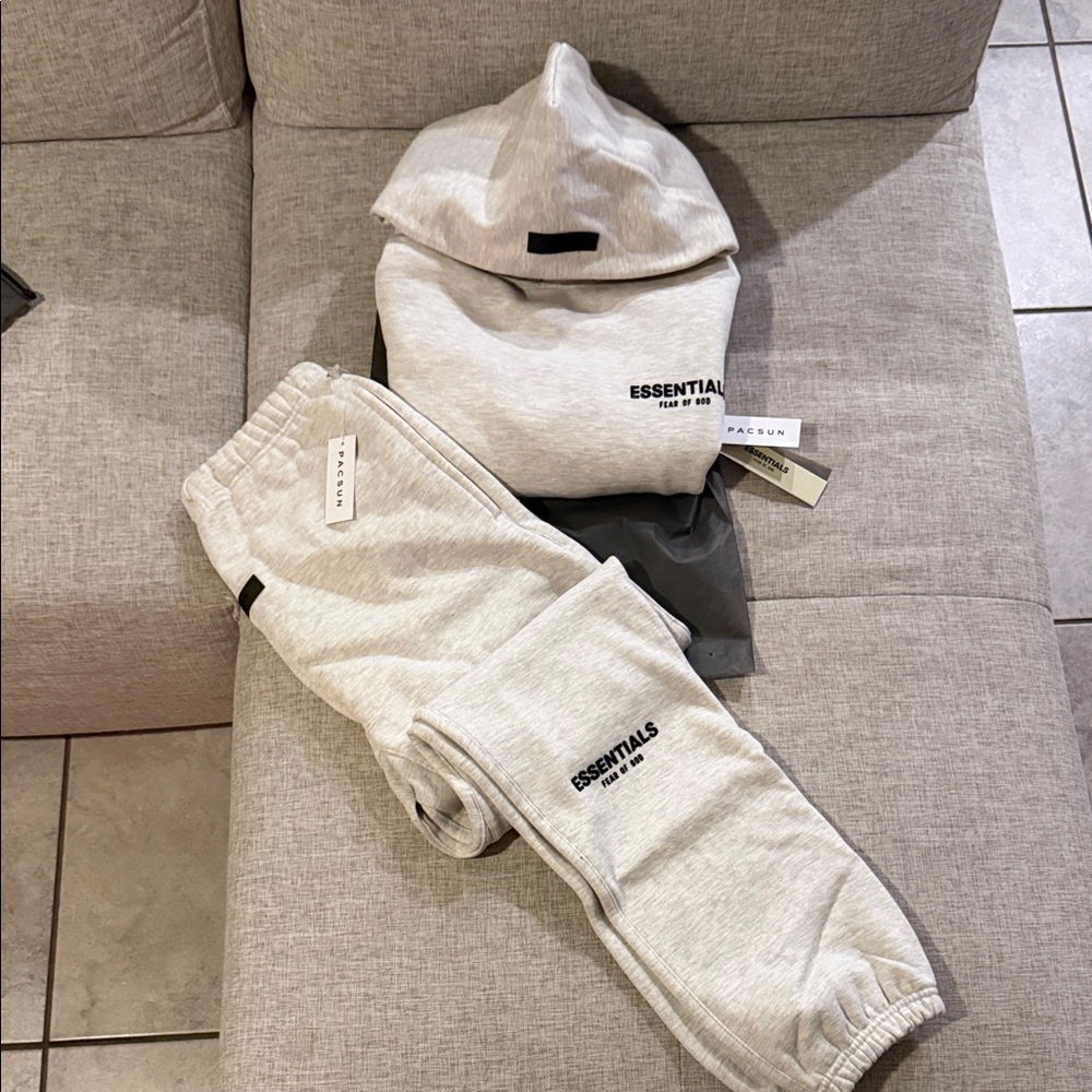 Essentials Fear of God Gray Hoodie and Sweatpants Set